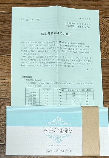 【写真】ロイヤルホテルの割引優待券 【写真】ロイヤルホテルの割引優待券